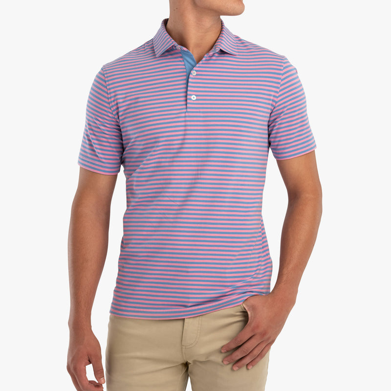 Noah Striped Polo - Laguna Blue