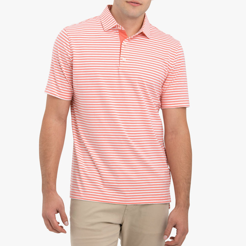 Noah Striped Polo - Papaya